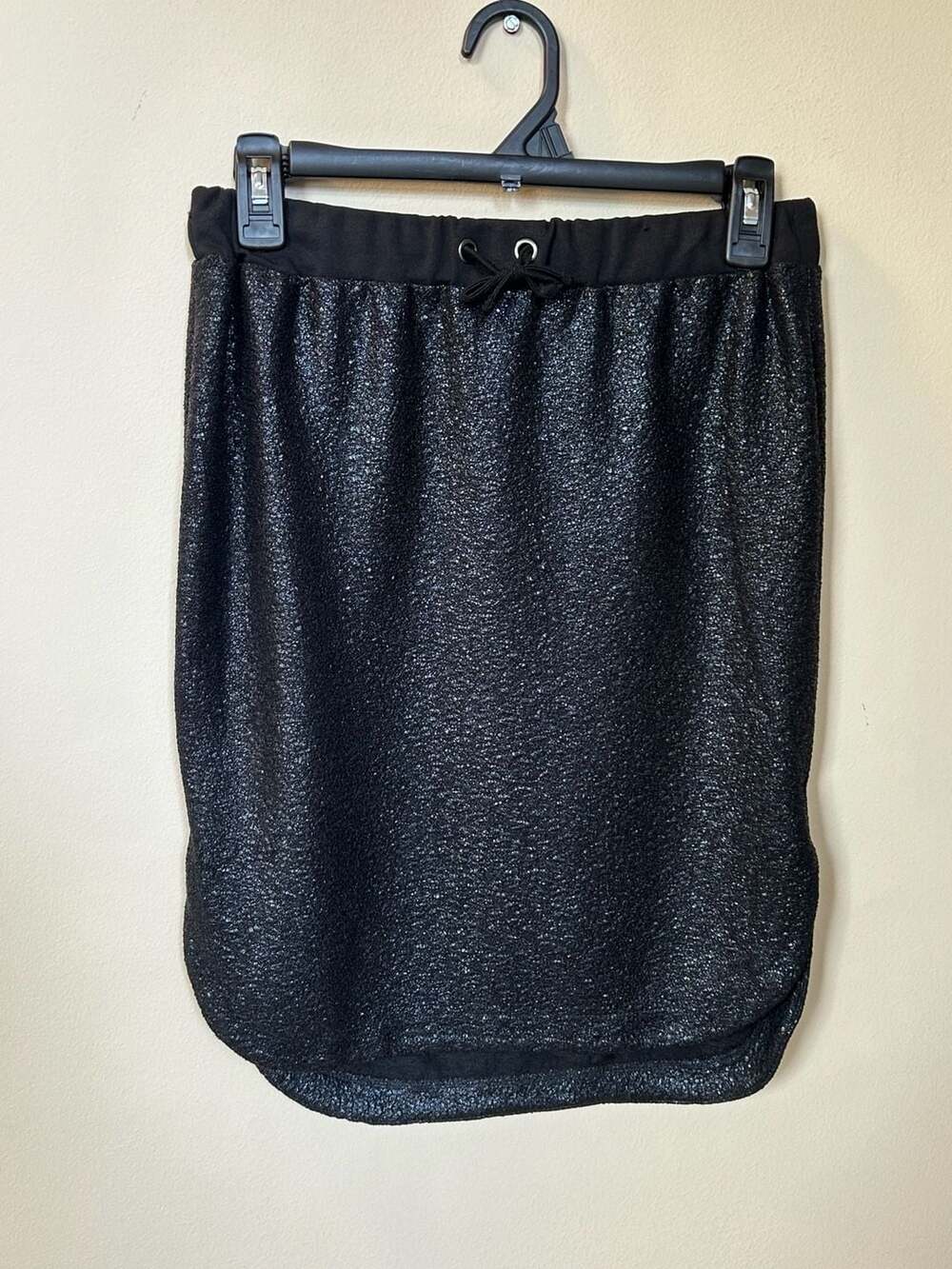 Peppercorn Glitter Skirt Size XS Black Metallic Drawstring